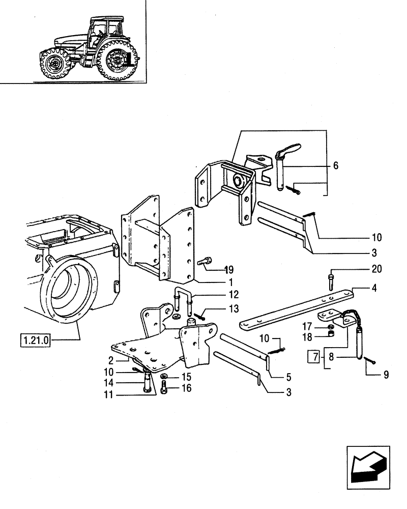 Схема запчастей Case IH JX75 - (1.89.0/01) - (VAR.893) DRAWBAR AND HITCH (09) - IMPLEMENT LIFT