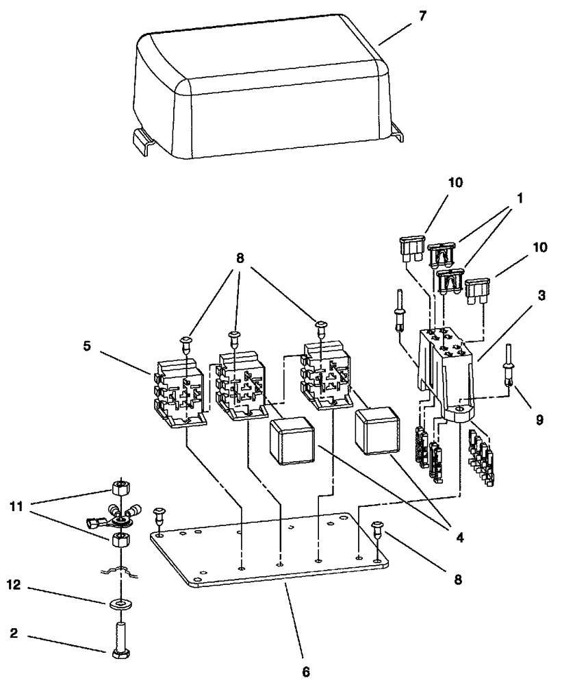 Схема запчастей Case IH SCOUT XL - (55.100.02[01]) - ELECTRICAL COMPONENT BOX, GASOLINE ENGINE (55) - ELECTRICAL SYSTEMS