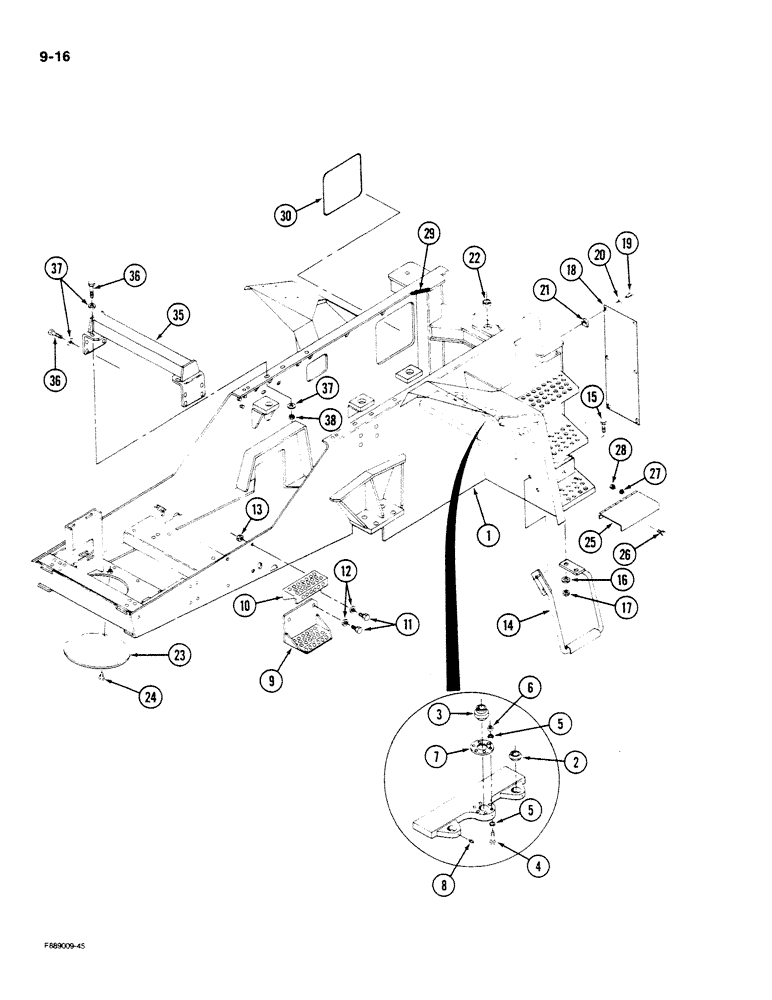 Схема запчастей Case IH STEIGER - (9-016) - FRONT FRAME, P.I.N. 6026 AND AFTER (09) - CHASSIS/ATTACHMENTS