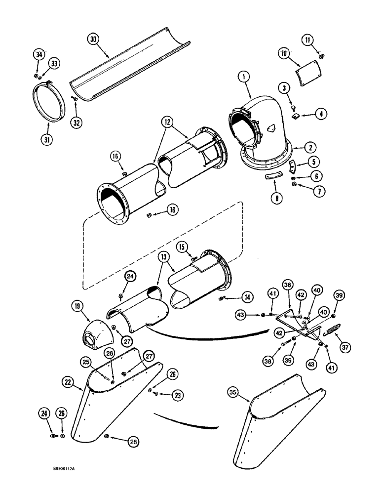 Схема запчастей Case IH 1688 - (9E-24) - UNLOADER, UPPER TUBE (17) - GRAIN TANK & UNLOADER