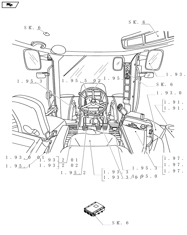 Схема запчастей Case IH PUMA 165 - (SEC. 10[01]) - OPERATORS PLATFORM / CAB (00) - GENERAL
