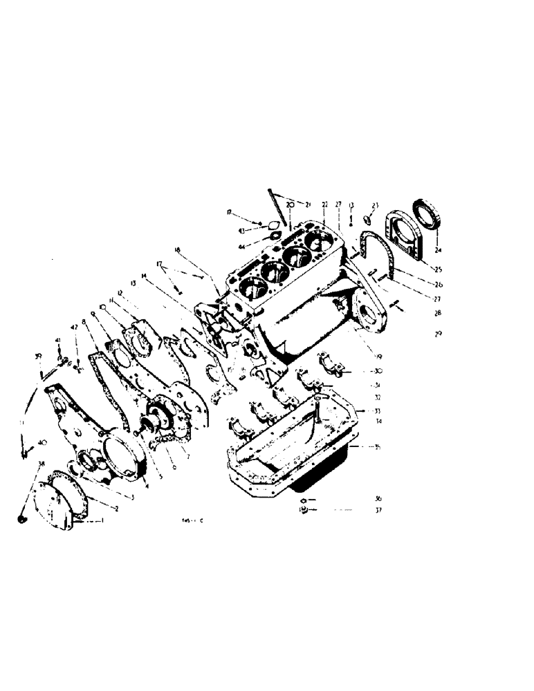 Схема запчастей Case IH 354 - (1-05) - DIESEL ENGINE, CRANKCASE, FRONT COVER AND OIL PAN (01) - ENGINE