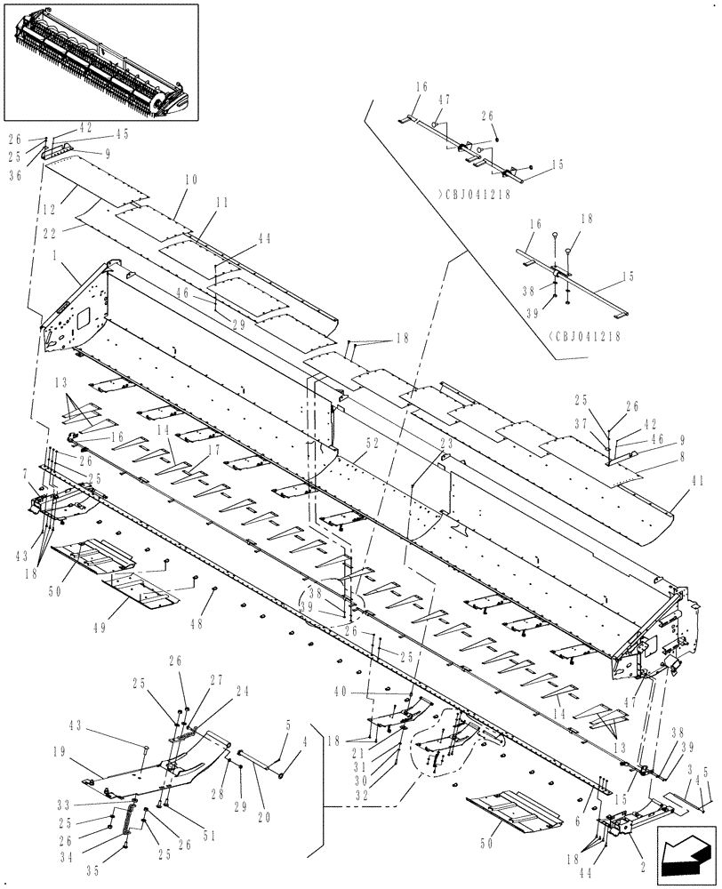 Схема запчастей Case IH 2010 - (20.12.02[3]) - MAIN FRAME & FLOORS, 2020, 30 FT, PIN CBJ021301 AND AFTER (58) - ATTACHMENTS/HEADERS