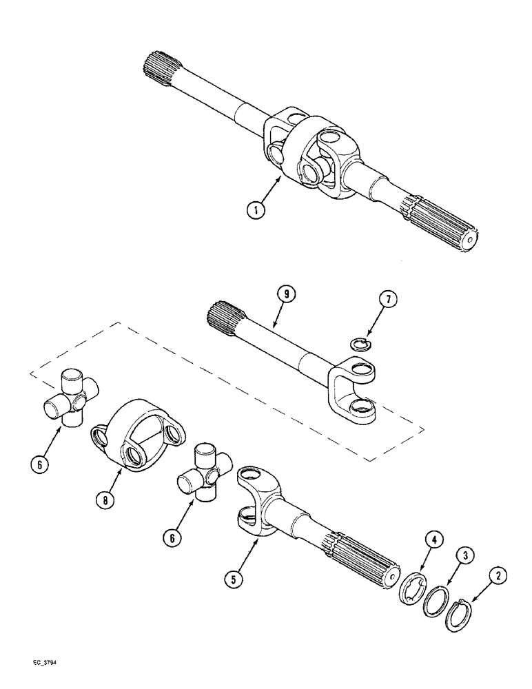 Схема запчастей Case IH 3230 - (5-046) - MECHANICAL FRONT DRIVE, DRIVE SHAFTS (05) - STEERING