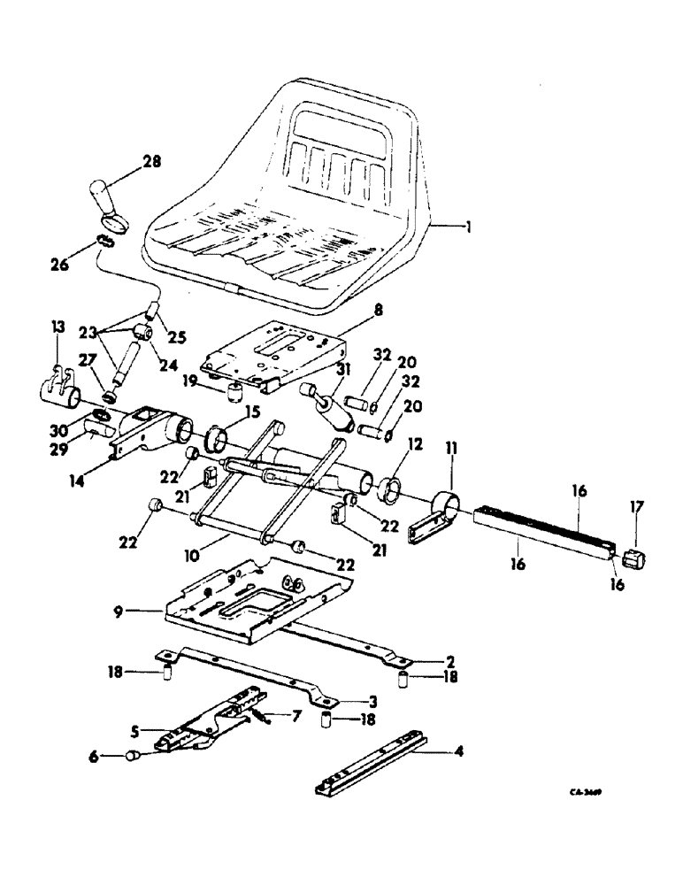 Схема запчастей Case IH 2400 - (13-07) - SUPERSTRUCTURE, SUSPENSION SEAT (05) - SUPERSTRUCTURE