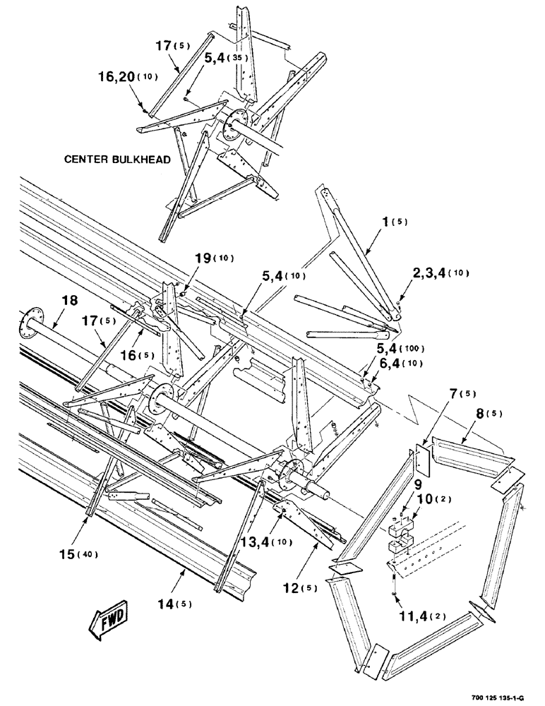 Схема запчастей Case IH 8220 - (2-28) - REEL ASSEMBLY, LEFT HALF 35 FOOT, SERIAL NUMBER CFH0067004 AND LATER (58) - ATTACHMENTS/HEADERS