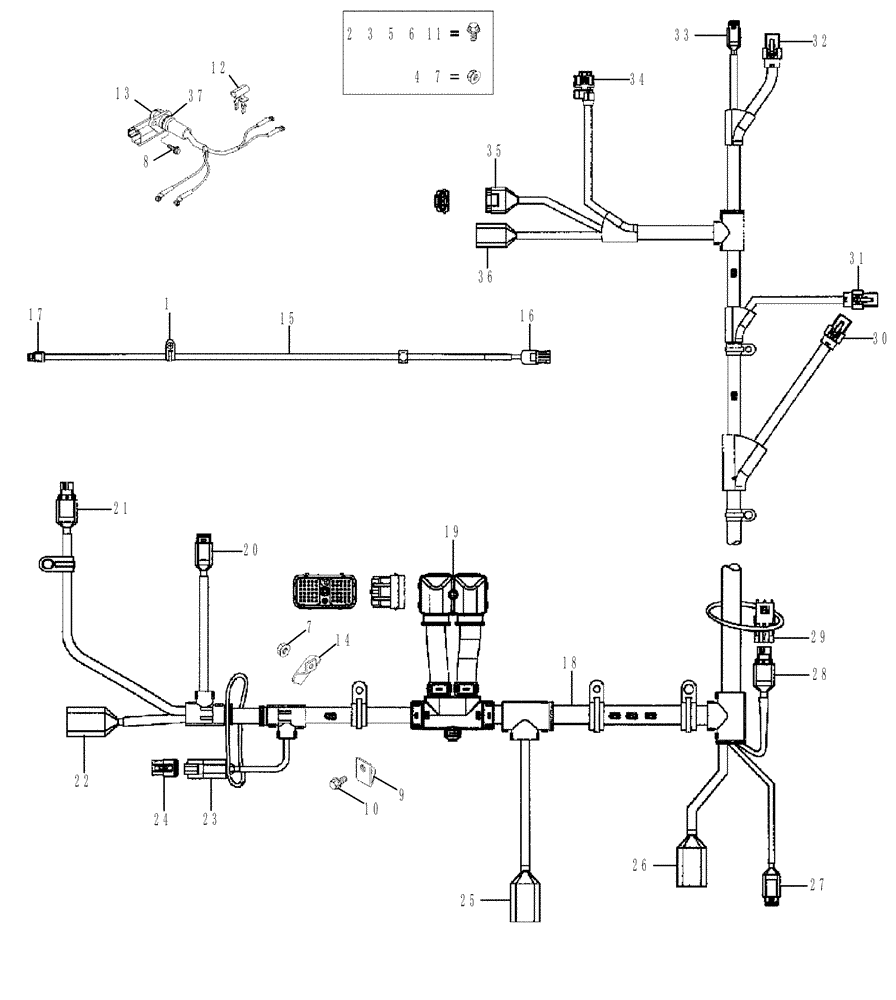 Схема запчастей Case IH MX245 - (04-05) - HARNESS, ENGINE CONTROL MODULE (04) - ELECTRICAL SYSTEMS