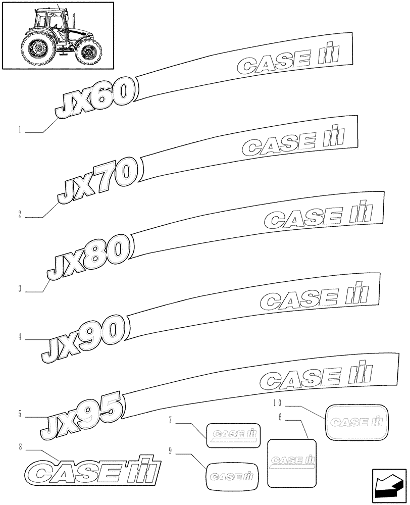 Схема запчастей Case IH JX60 - (1.98.2) - MODEL IDENTIFICATION DECALS (13) - DECALS