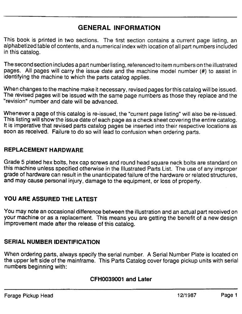 Схема запчастей Case IH 6 - (01) - GENERAL INFORMATION 