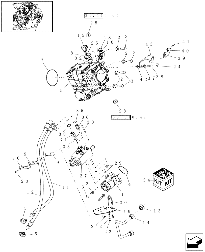 Схема запчастей Case IH 9120 - (35.910.05[02]) - FIXED SPEED - FEEDER/HEADER DRIVE HYDRAULICS - 7120, 8120/8120(LA), 9120 (35) - HYDRAULIC SYSTEMS