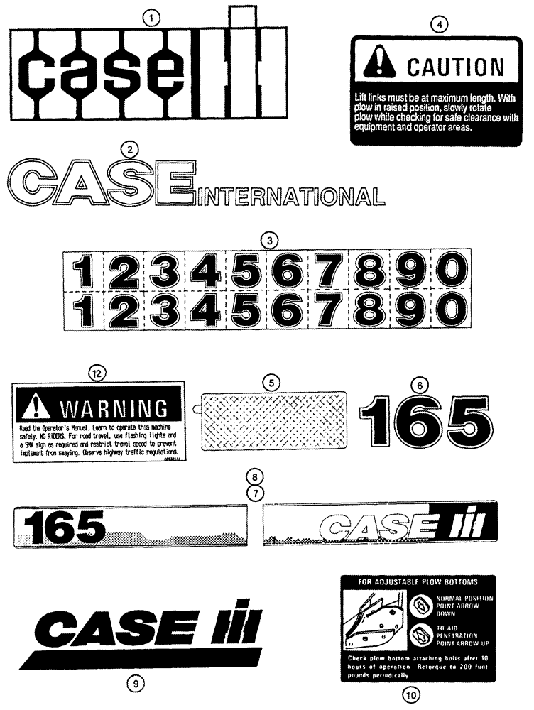 Схема запчастей Case IH 165 - (09-14) - DECALS, CASE IH (09) - CHASSIS/ATTACHMENTS