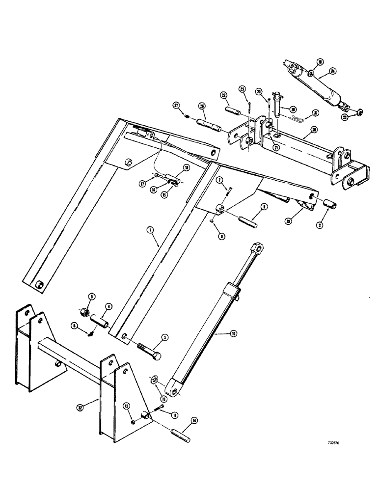 Схема запчастей Case IH 1530 - (061A) - LOADER LIFT FRAME AND RELATED PARTS NON-SELF LEVELING USED SERIAL NO. 9820600 AND AFTER (09) - CHASSIS/ATTACHMENTS