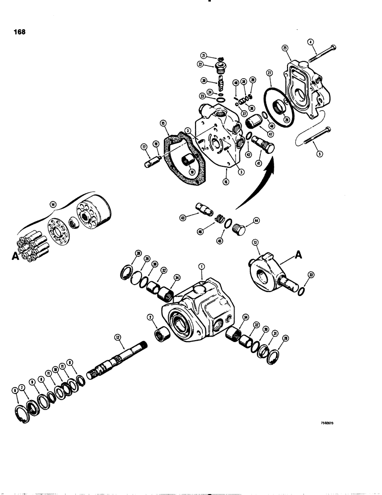 Схема запчастей Case IH 1845S - (168) - D75925 VARIABLE DISPLACEMENT PUMP, CESSNA NO. 70442-DAZ (35) - HYDRAULIC SYSTEMS
