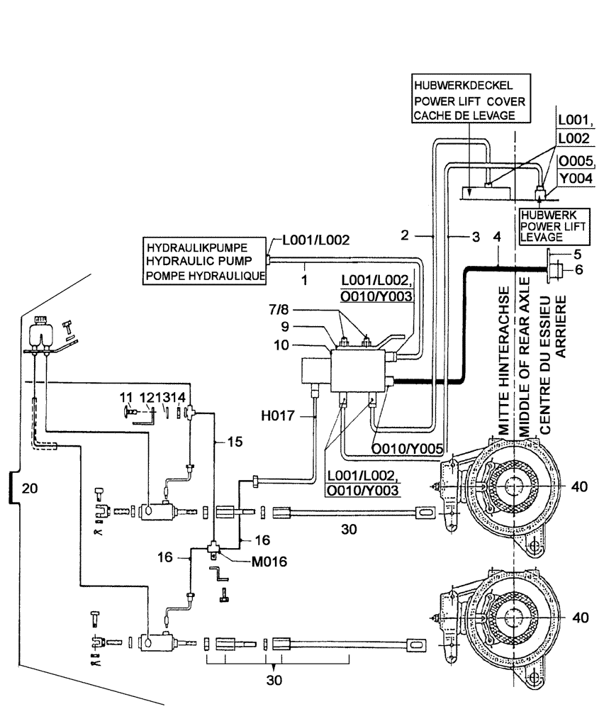 Схема запчастей Case IH C55 - (07-09[01]) - PIPING DIAGRAM FOR HYDRAULIC TRAILER BRAKE WITH CARDAN SHAFT (VAAST)BRAKE (07) - BRAKES