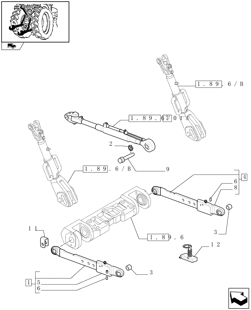 Схема запчастей Case IH PUMA 140 - (1.89.6/01) - CAT.2/3 FLEXIBLE LINKS FOR EDC AND SPS - C6335 (VAR.331920) (09) - IMPLEMENT LIFT