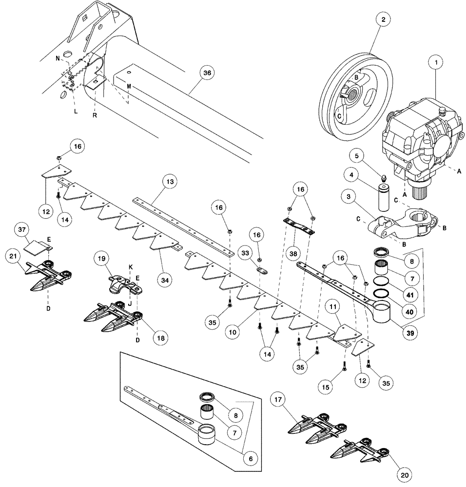 Схема запчастей Case IH 1052 - (09-16) - KNIFE ASSEMBLY (09) - CHASSIS