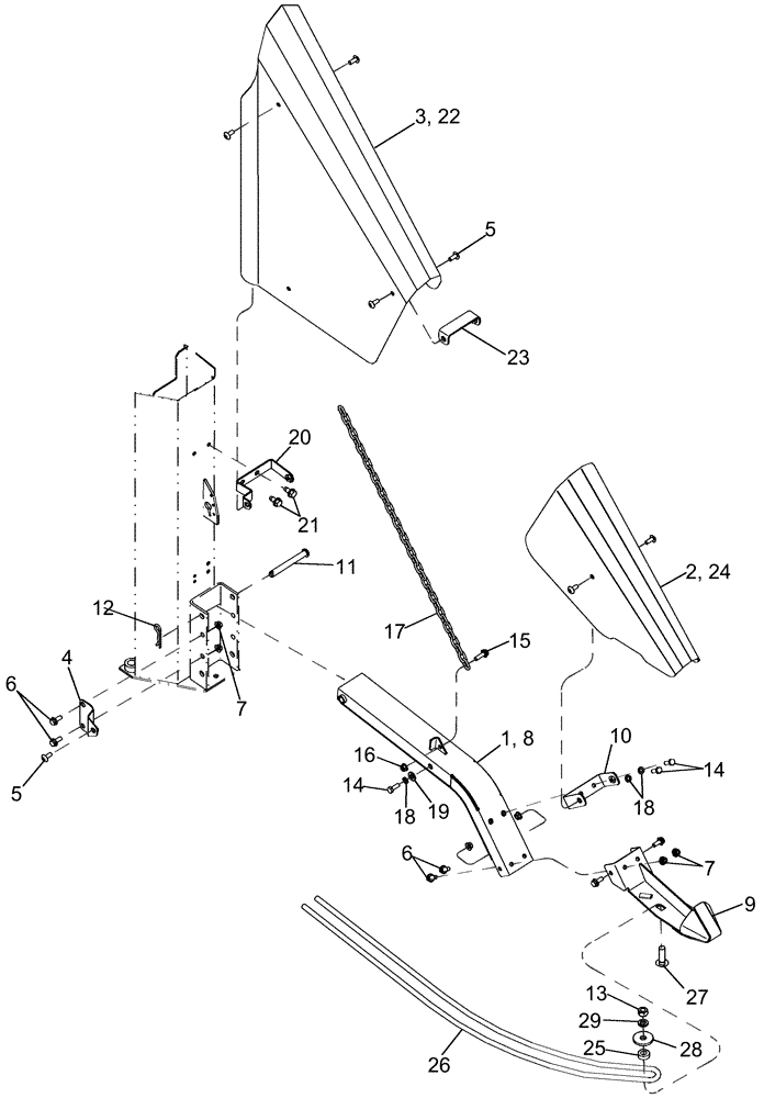 Схема запчастей Case IH 625 - (60.600.25[02]) - NEW GENERATION PLANT LIFTER WITHOUT HEADER HEIGHT CONTROL - LEFT HAND - ASN Y8T013801 (60) - PRODUCT FEEDING