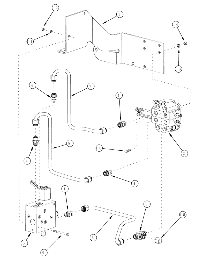 Схема запчастей Case IH L555 - (08-42) - MOUNTING BRACKETS EXTERNAL VALVE MX80C - MX100C WITH SELF LEVELING (08) - HYDRAULICS