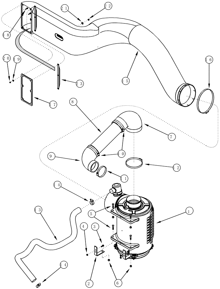 Схема запчастей Case IH CPX610 - (02-03A) - ENGINE AIR CLEANER SYSTEM - ASN JJC0250200 (01) - ENGINE