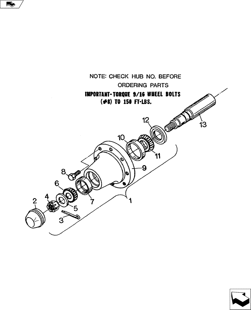 Схема запчастей Case IH TURBO-TIGER - (44.100.02) - 778 HUB & SPINDLE ASSEMBLY (44) - WHEELS