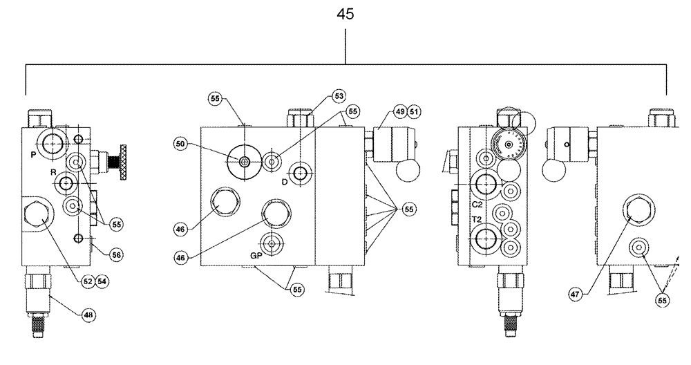 Схема запчастей Case IH 1052 - (09-47A) - COMBINE ADAPTER CONTROL VALVE ASSEMBLY ASN CCC0012343 (09) - CHASSIS