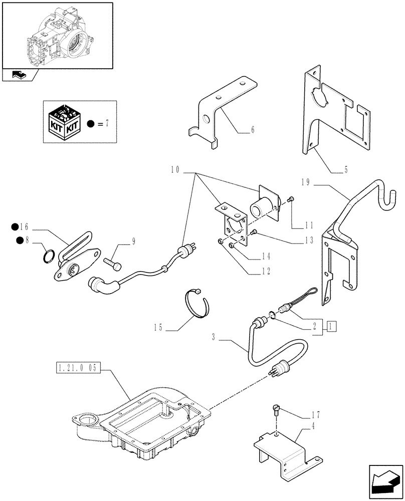 Схема запчастей Case IH PUMA 165 - (1.75.4/03[01A]) - (VAR.381) (120V) ENGINE BLOCK AND TRANSMISSION OIL HEATERS - D7114 - C7339 (06) - ELECTRICAL SYSTEMS