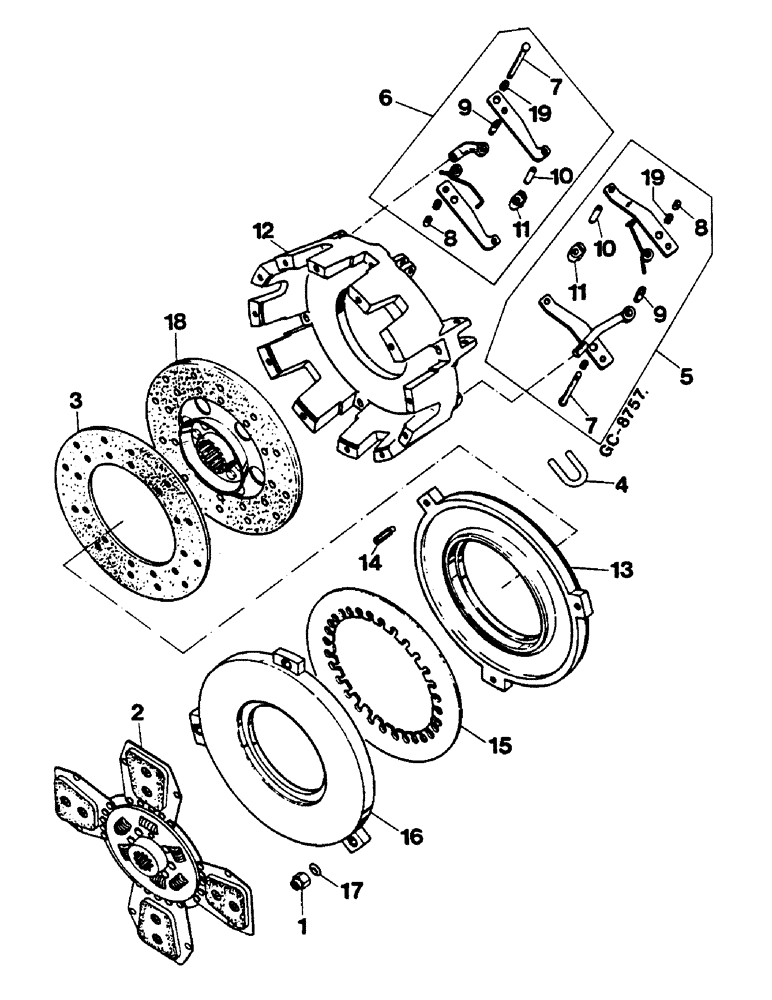 Схема запчастей Case IH 644 - (1E01) - DOUBLE CLUTCH, LUK, 644 (011623-) C, 744 (010599-) C, 844 ( 005534) C, 844S (012590-) (04) - Drive Train