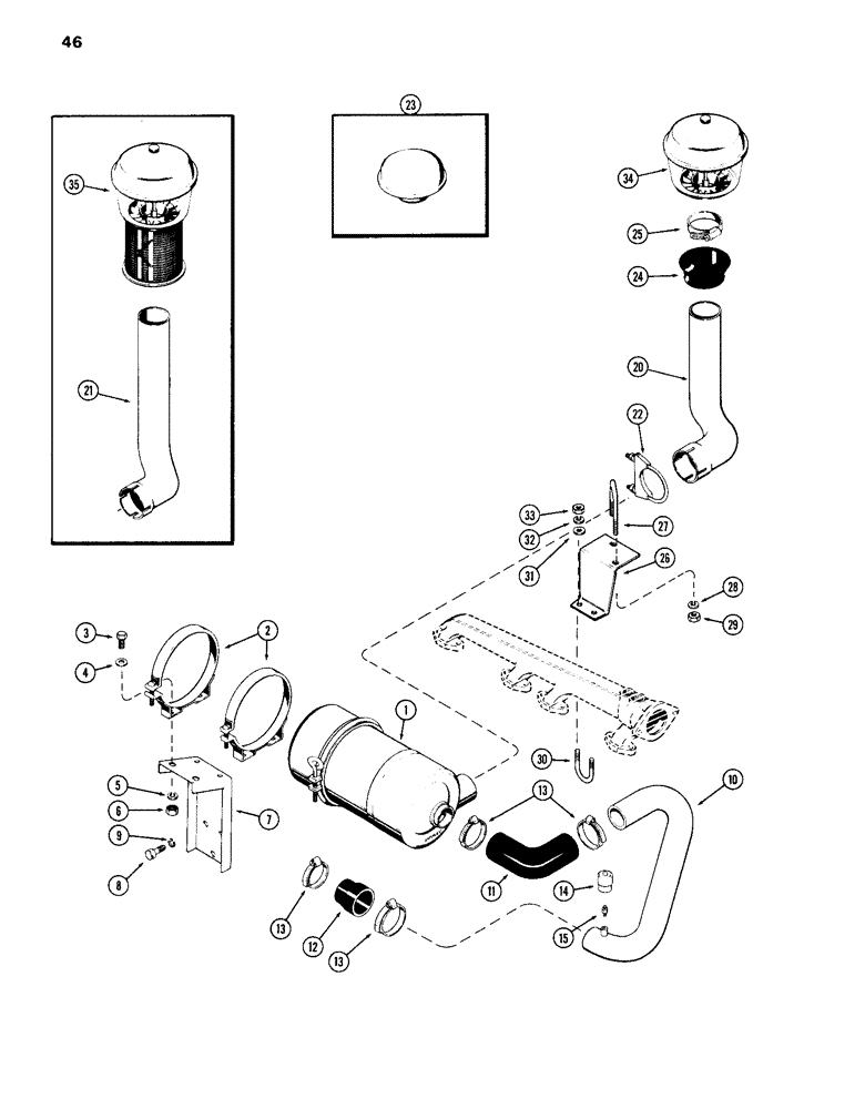 Схема запчастей Case IH 870 - (046) - AIR INDUCTION SYSTEM, AIR CLEANER, 16 INCH LONG (02) - ENGINE
