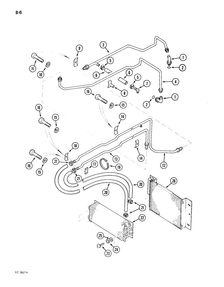 Схема запчастей Case IH 895 - (8-06) - OIL COOLER SYSTEM, TRACTOR WITH CAB (08) - HYDRAULICS