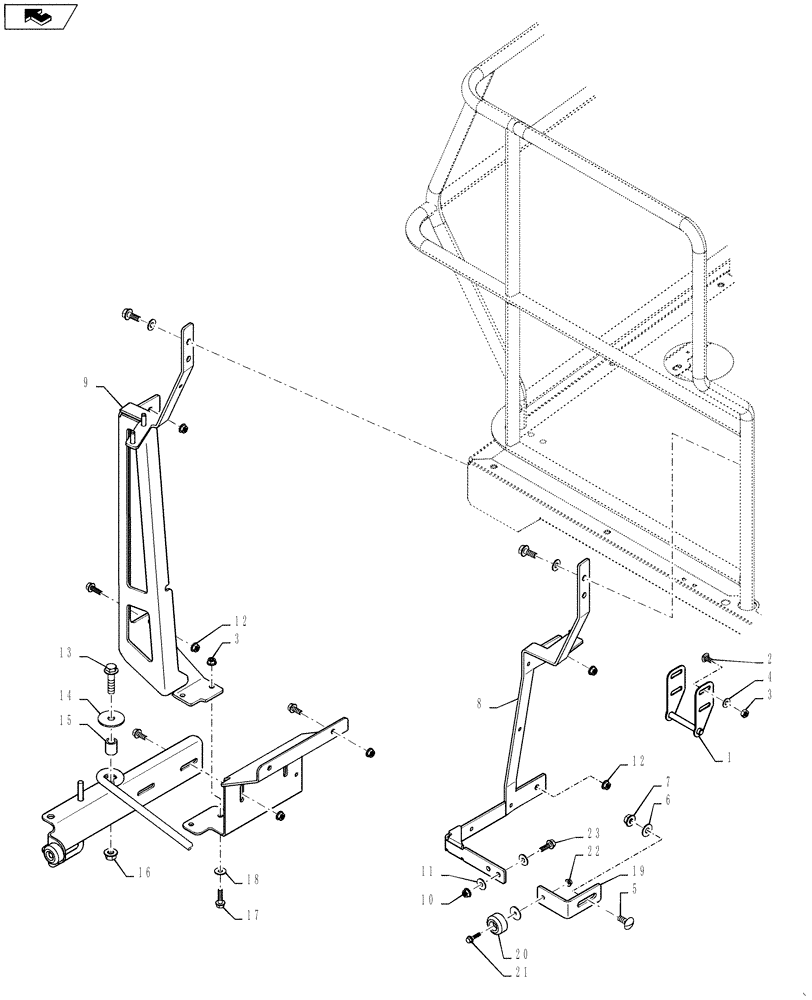 Схема запчастей Case IH 9230 - (90.102.01) - PANEL LATCHES/SUPPORTS,R.H REAR (90) - PLATFORM, CAB, BODYWORK AND DECALS