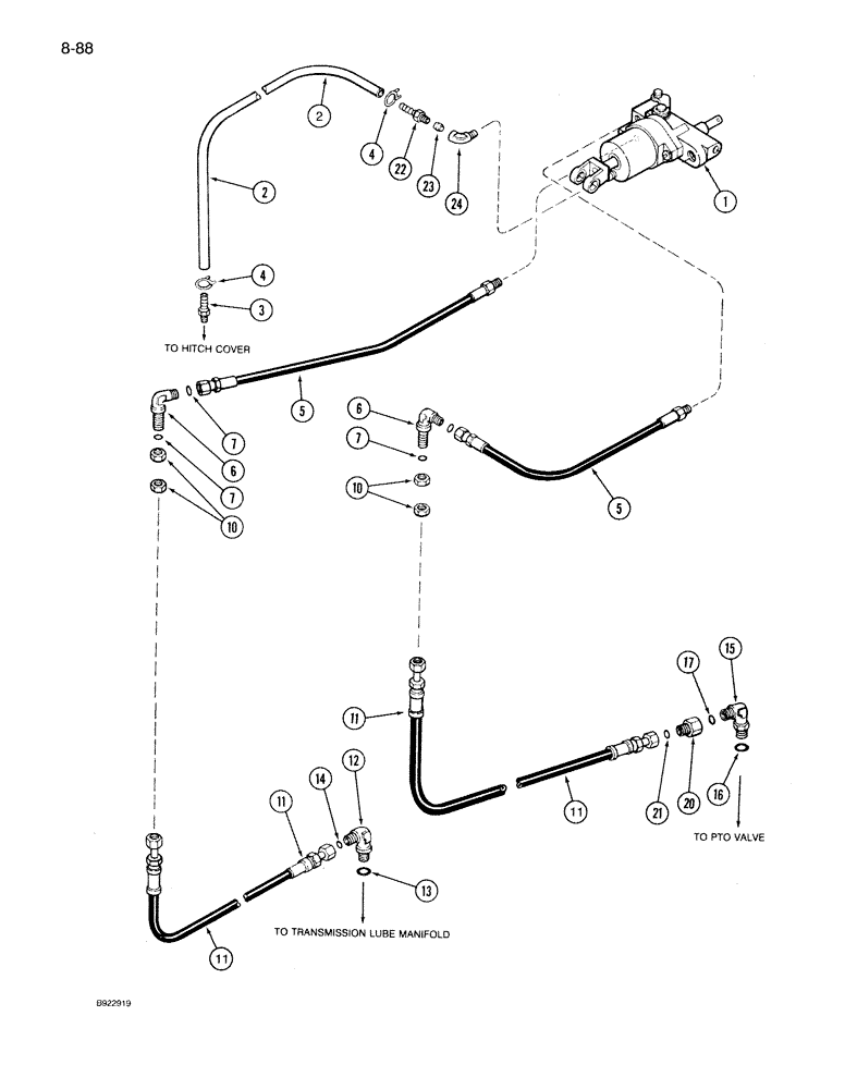 Схема запчастей Case IH 7130 - (8-088) - OPERATORS SEAT HYDRAULICS, AIR/OIL SEAT, IF EQUIPPED (08) - HYDRAULICS