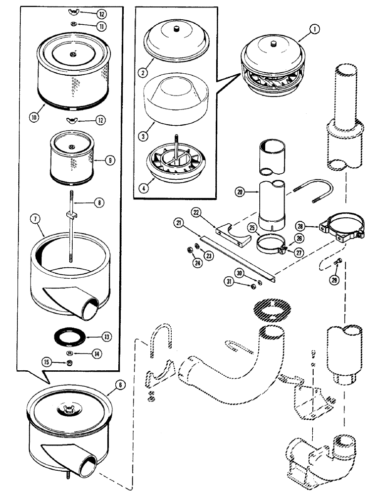 Схема запчастей Case IH 1370 - (018) - PRE-CLEANER, 504BDT, DIESEL ENGINE (02) - ENGINE