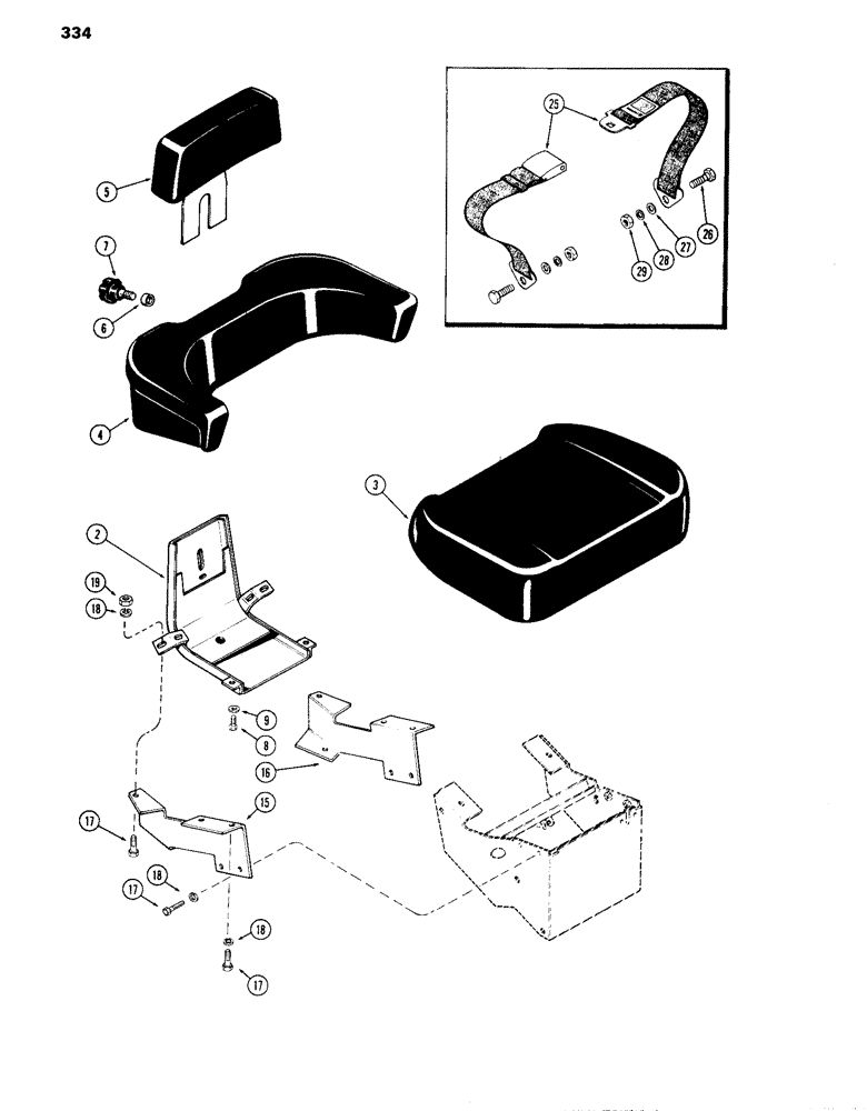 Схема запчастей Case IH 870 - (334) - SERIES 30 SEAT, FIRST USED TRACTOR SERIAL NUMBER 8736722 (09) - CHASSIS/ATTACHMENTS