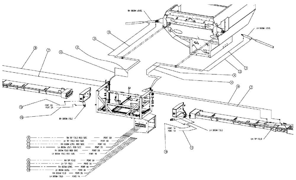 Схема запчастей Case IH 810 - (04-012) - HOSE GROUP, BOOMS, 60 Boom Group