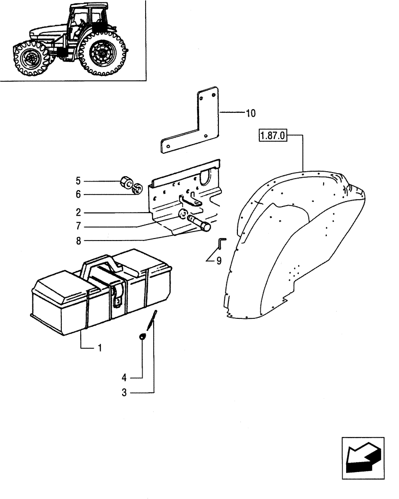 Схема запчастей Case IH JX65 - (1.90.5) - TOOL BOX (10) - OPERATORS PLATFORM/CAB