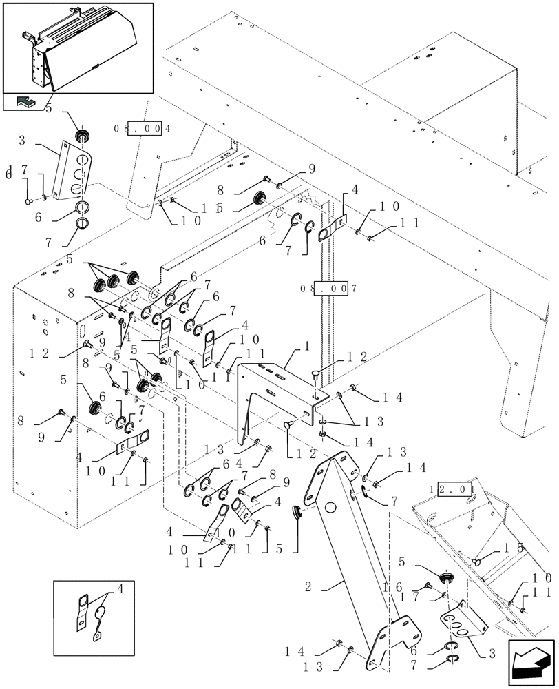 Схема запчастей Case IH LBX332P - (08.007A[01]) - TWINE BOX, RH (08) - SHEET METAL/DECALS
