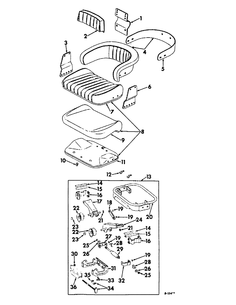 Схема запчастей Case IH 656 - (M-5) - SEAT, OPERATORS PLATFORM AND MISCELLANEOUS, VERTICAL ACTING SEAT, FARMALL TRACTORS (10) - OPERATORS PLATFORM