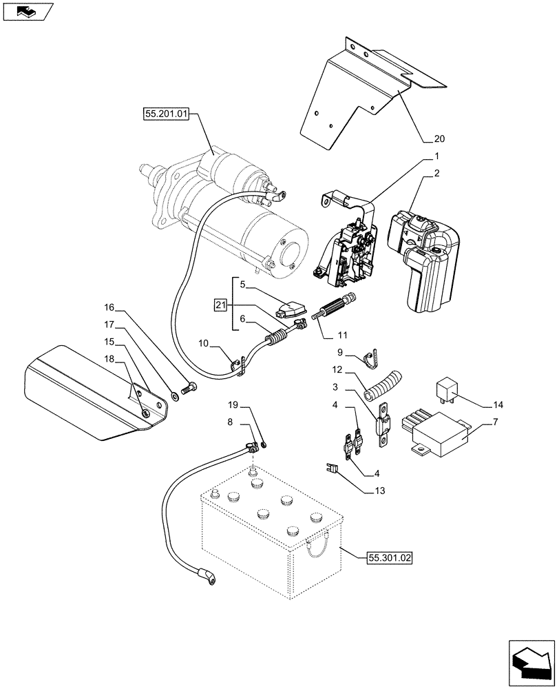 Схема запчастей Case IH PUMA 185 - (55.301.0301) - ELECTRICALLY CONTROLLED BATTERY ISOLATOR (VAR.728752) (55) - ELECTRICAL SYSTEMS