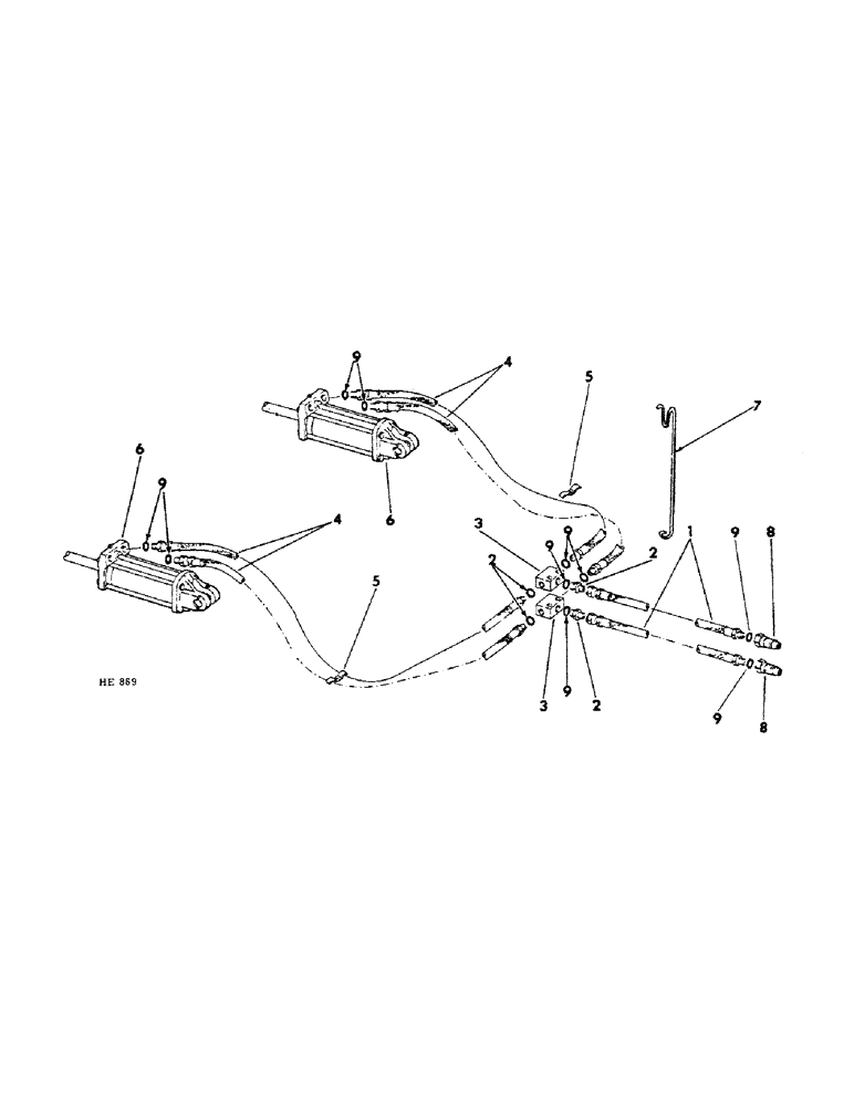 Схема запчастей Case IH 45 - (D-47) - HYD CONNECTIONS,W/HYD WING LIFT,W/SINGLE CTRL HYD,226 MODEL BUILT PRIOR TO THE 1969 SEASON 