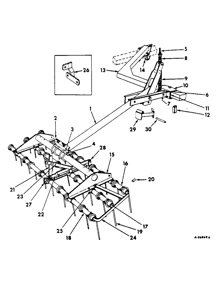 Схема запчастей Case IH 70 - (G-22) - PLOW MULCHER, CENTER BAR AND END GUARD, 1966 AND SINCE 