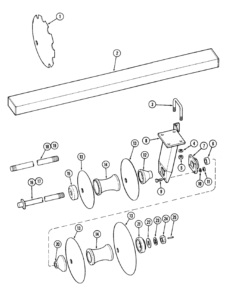 Схема запчастей Case IH RPW - (130) - REAR GANG - 9 INCH (228.6 MM) SPACING, 12 FOOT (3.7 M) CUT 