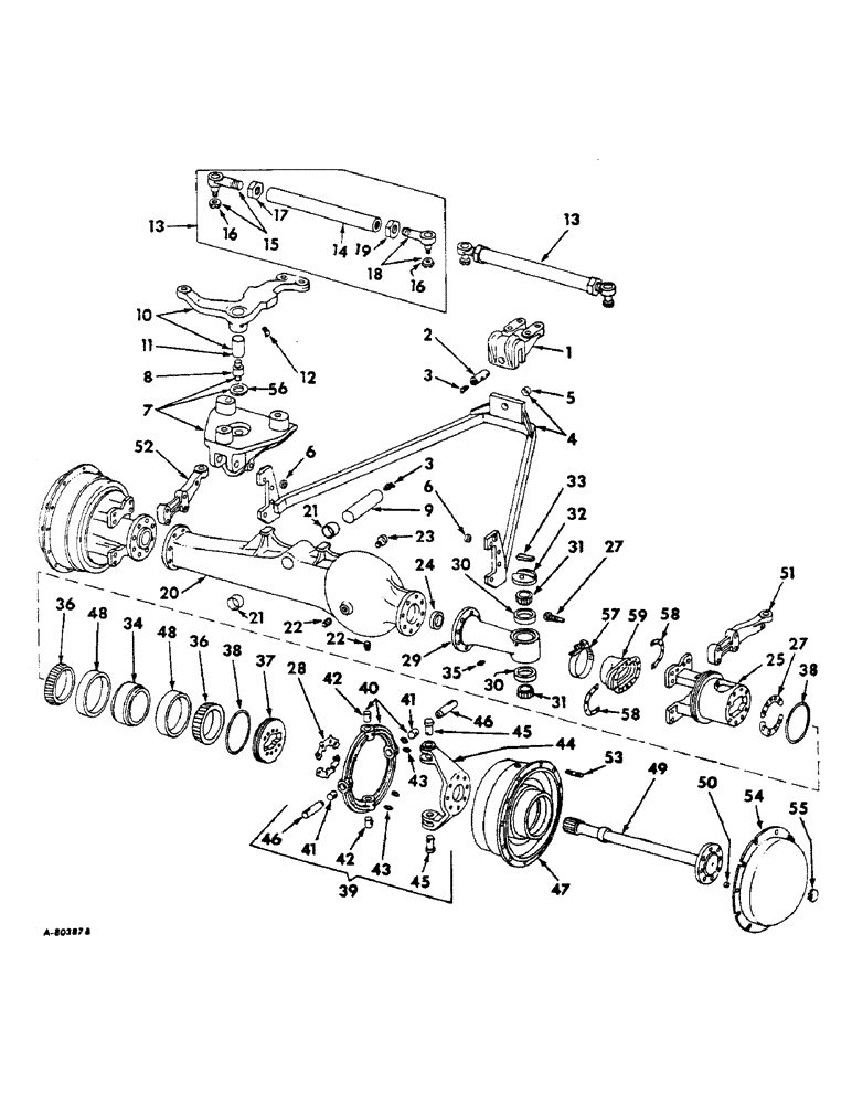 Схема запчастей Case IH 806 - (J-23) - STEERING MECHANISM, FRONT AXLE AND CONNECTIONS, INTERNATIONAL TRACTORS WITH ALL WHEEL DRIVE Steering Mechanism