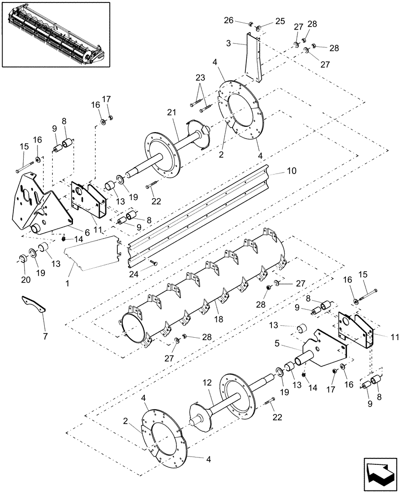 Схема запчастей Case IH 2020 - (20.13.31[2]) - BAT REEL, HCC INC, PIN CBJ020205 AND AFTER (58) - ATTACHMENTS/HEADERS