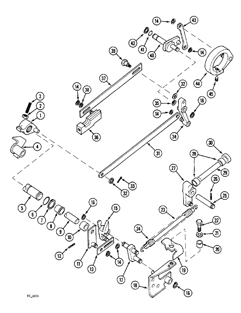 Схема запчастей Case IH 3230 - (8-054) - DRAFT CONTROL, INTERNAL CONTROL LINKAGE (08) - HYDRAULICS