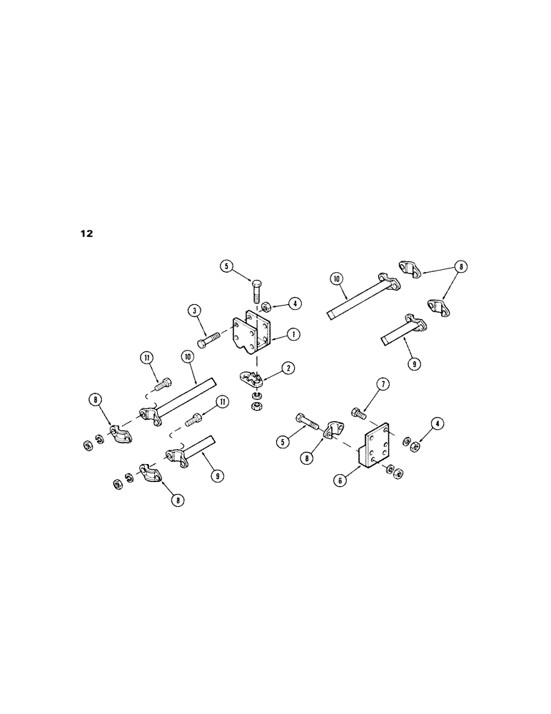 Схема запчастей Case IH 100-SERIES - (12) - BEAM CLAMP, REAR SHANK MOUNT & EXTENSIONS, PRIOR TO SN 1605900 