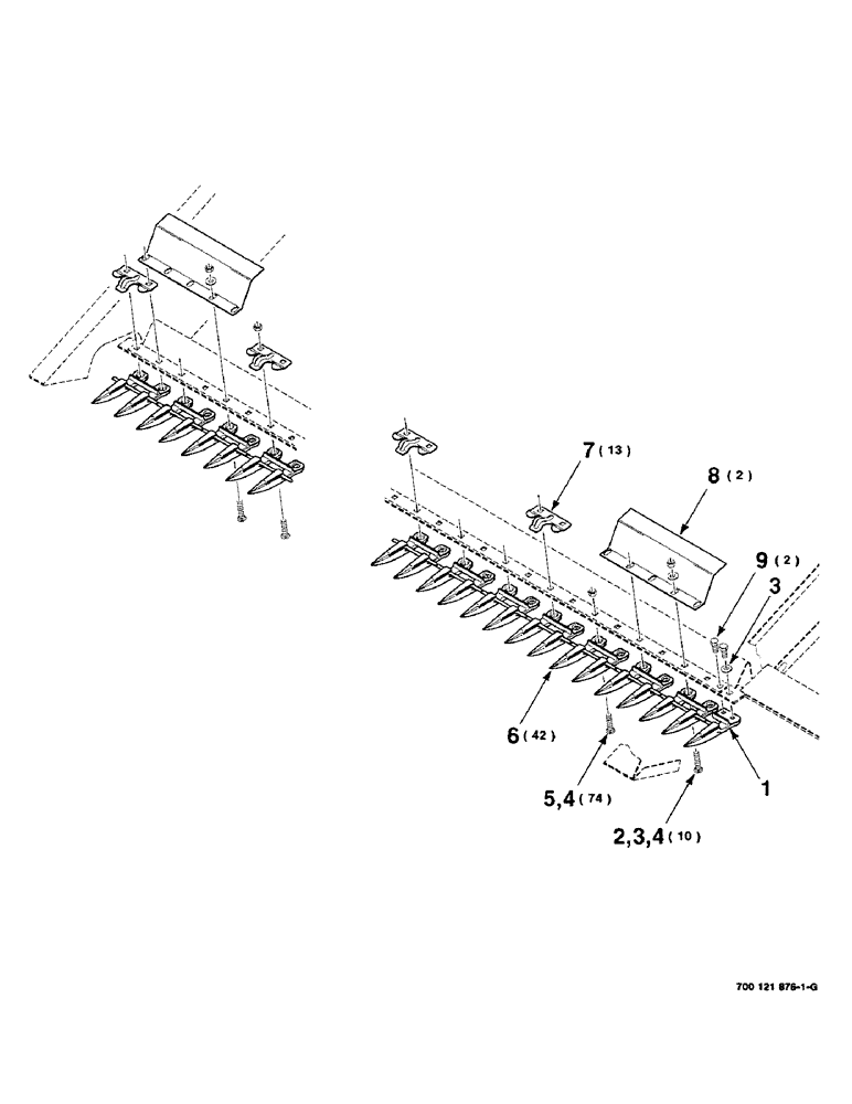 Схема запчастей Case IH 8220 - (3-26) - GUARD ASSEMBLY, 21 FOOT ONLY (58) - ATTACHMENTS/HEADERS