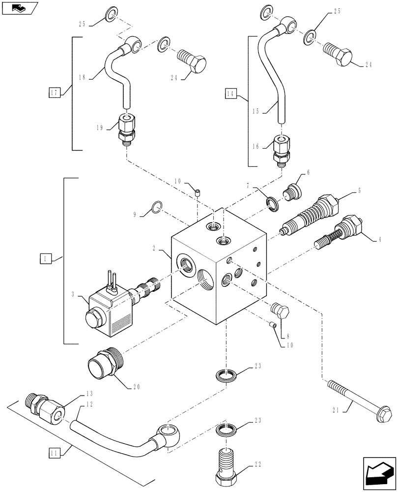 Схема запчастей Case IH FARMALL 50B - (35.100.04) - TM CONTROL VALVE - 16X16 (35) - HYDRAULIC SYSTEMS