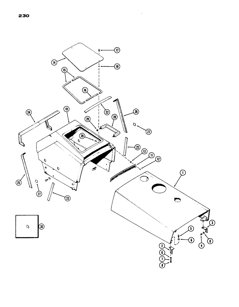 Схема запчастей Case IH 1070 - (230) - HOOD (09) - CHASSIS/ATTACHMENTS