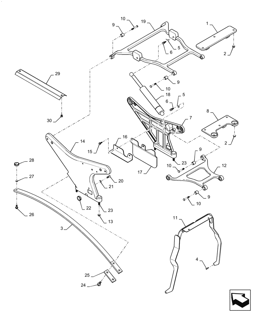 Схема запчастей Case IH MX275 - (09-09) - HOOD - TILTING (09) - CHASSIS/ATTACHMENTS