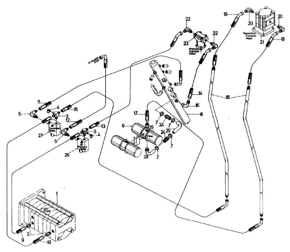 Схема запчастей Case IH 7700 - (B05[52]) - HYDRAULIC CIRCUIT, EXTRACTORS, UP TO AND INCLUDING SERIAL # 7659 Hydraulic Components & Circuits